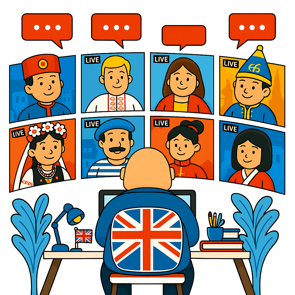 University students in an online English speaking club with a native speaker
